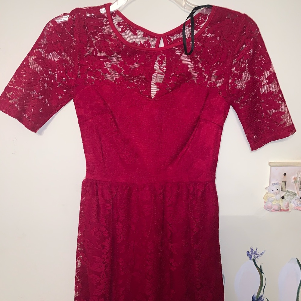Red lace dress